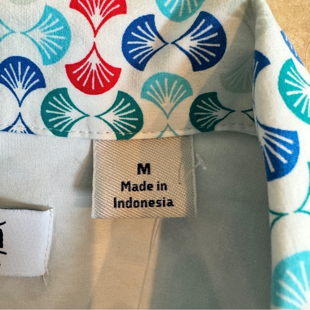 Original Penguin Short Sleeve Collared Button Up Art Deco Geo Print Mens Size M - Picture 8 of 11
